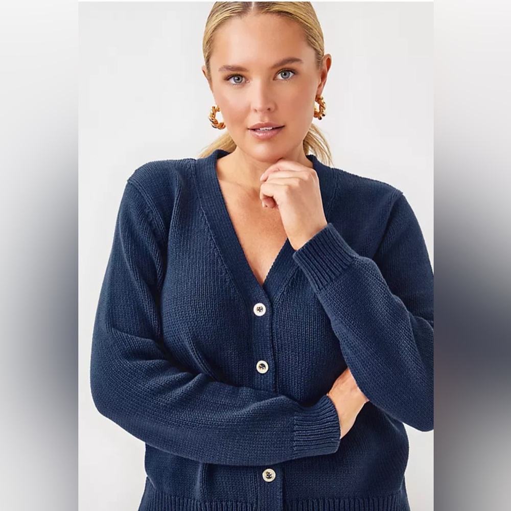 NEW LILLY PULITZER NAVY BLUE CARDIGAN! SIZE S, NEW WITH TAGS!